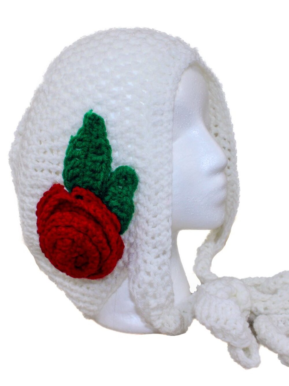 NWT Handmade Crochet Bonnet Cottage White Boho Country Coquette Cute Feminine